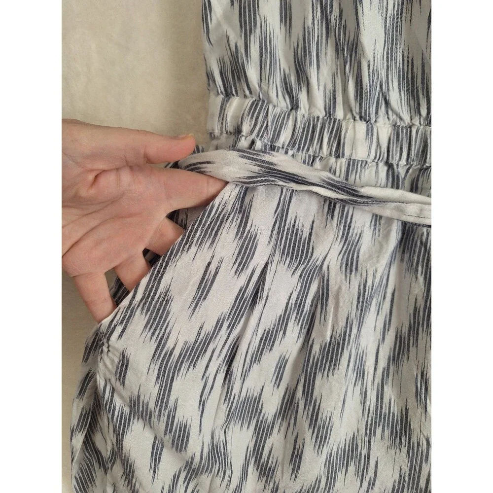 Toad & Co Shakti Womens XL Romper Organic Cotton Belt Pleated Shorts Ikat Nwt